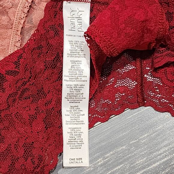 Hanky Panky Thongs Signature Low-Rise Stretch Lace Thongs 5 Pair OS Style 4911 - Picture 5 of 9